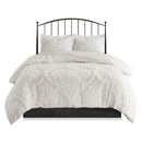 Full/Queen Tufted Cotton Chenille Damask Duvet Cover Set