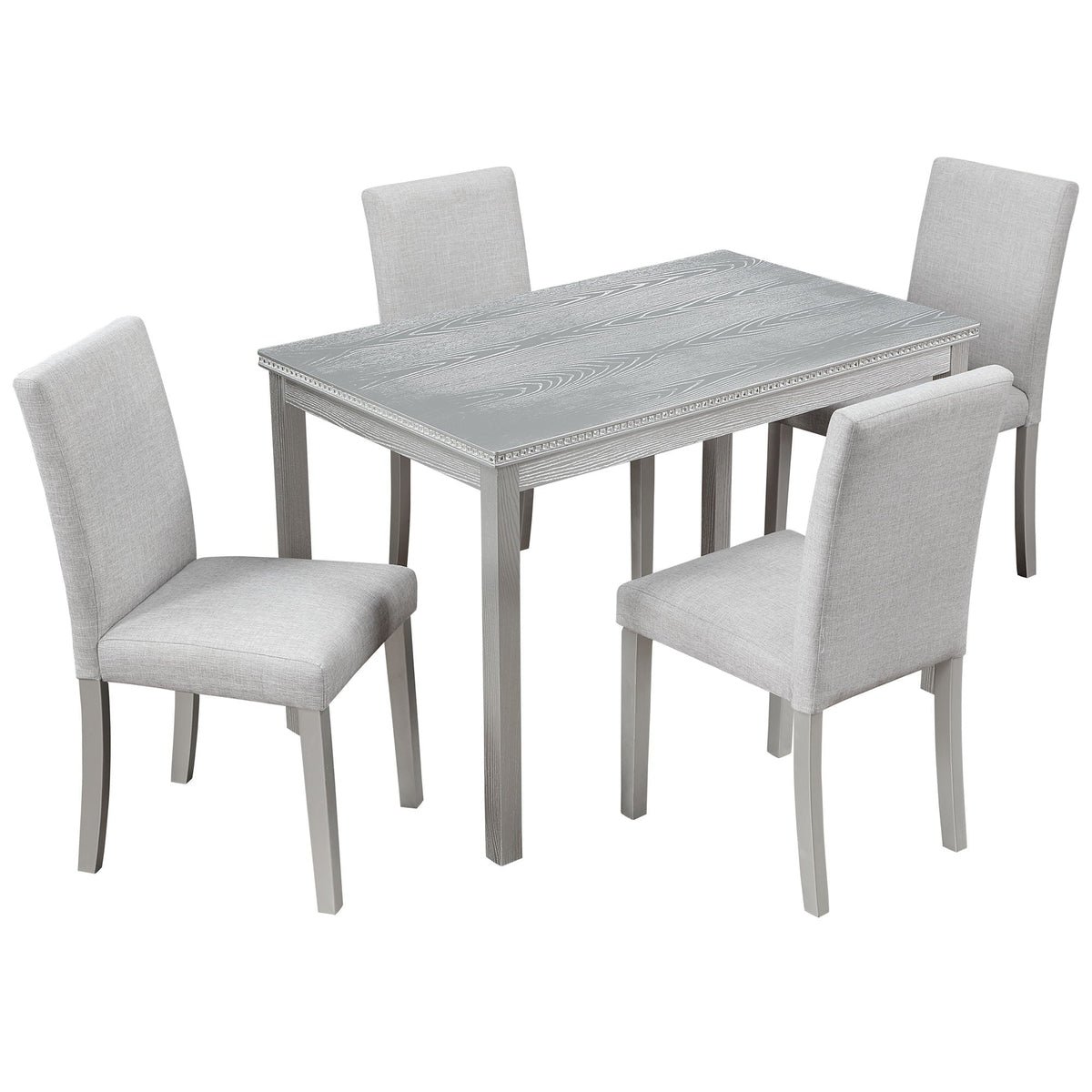 Dining Table Set With Crystal Decoration And Upholstered Chairs, photo 4 of 24
