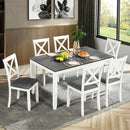 6 Pieces Kitchen Dining Set, Rectangular Wooden Dining Table With 4 Chairs And A Bench by Unique Piece Furniture