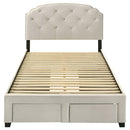 Marianna 4-drawer Upholstered Full Storage Bed Cream