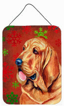 Bloodhound Red Snowflakes Holiday Christmas Wall or Door Hanging Prints