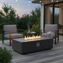 Volon - Rectangular Fire Pit Table, Propane Powered, 50,000 BTU - Light Gray by HouseOfZazla
