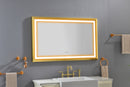 48 in. W x 30 in. H Oversized Rectangular Gold Framed LED Mirror Anti-Fog Dimmable Wall Mount Bathroom Vanity Mirror Wall Mirror Kit For Gym And Dance Studio