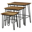 3 Piece Nesting Table With Hairpin Legs - Brown