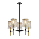 5 Light Chandelier, Textured Glass Pendant Light, (Not Including The Bulb) For Living Room - Black / Gold by HouseOfZazla