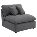 6 Piece Upholstered Modular Sectional Sofa With Reversible Cushions And Ottoman - Charcoal