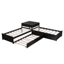 L Shaped Platform Bed With Trundle And Drawers Linked With Built In Desk by HouseOfZazla