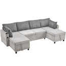 Sectional Sofa Bed With Pull Out Sleeper, USB Ports, Cup Holders by HouseOfZazla