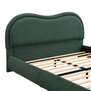 Queen Size Upholstered Platform Bed Frame with Rounded Corners Curved Headboard by HouseOfZazla
