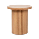 Kenzie - Fluted Pillar Round Accent Side Table - Light Natural Brown by HouseOfZazla