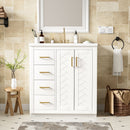 Ceramic Sink Combo, Freestanding Vanity Set With 3 Drawers & Soft Closing Doors by Unique Piece Furniture