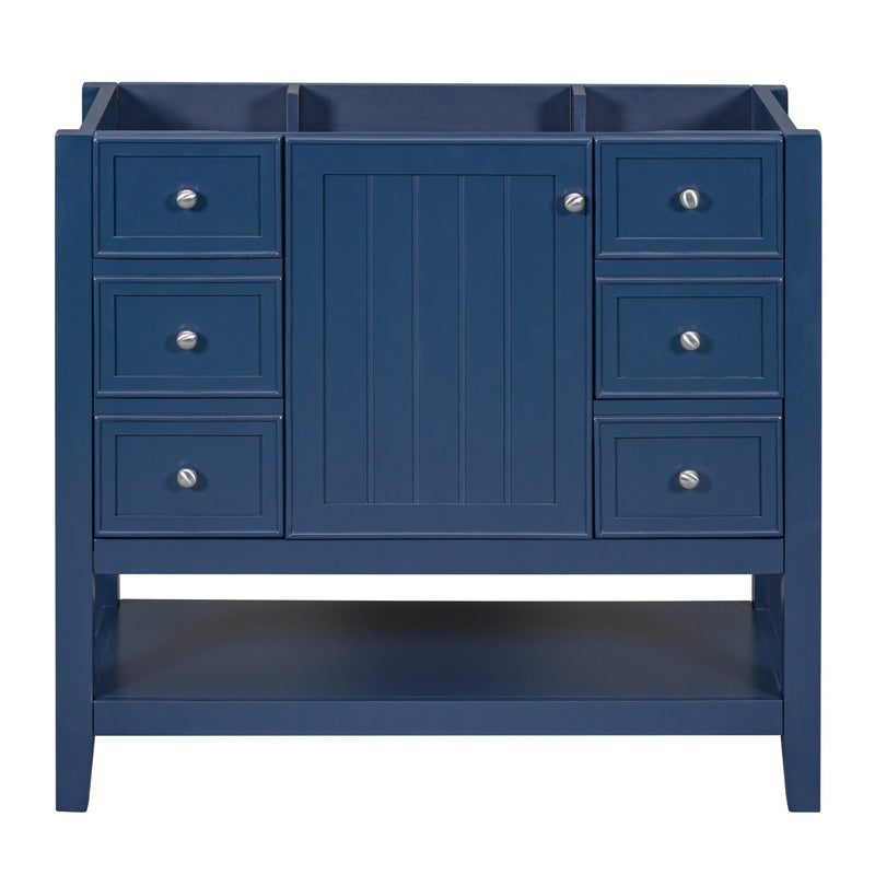 36" Bathroom Vanity without Sink, Cabinet Base Only, One Cabinet and three Drawers, Blue