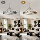 53.15 Inch Matte Black Wagon Wheel Chandelier with 30 Lights by HouseOfZazla