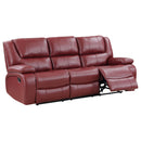 Camila 2-piece Upholstered Reclining Sofa Set Red