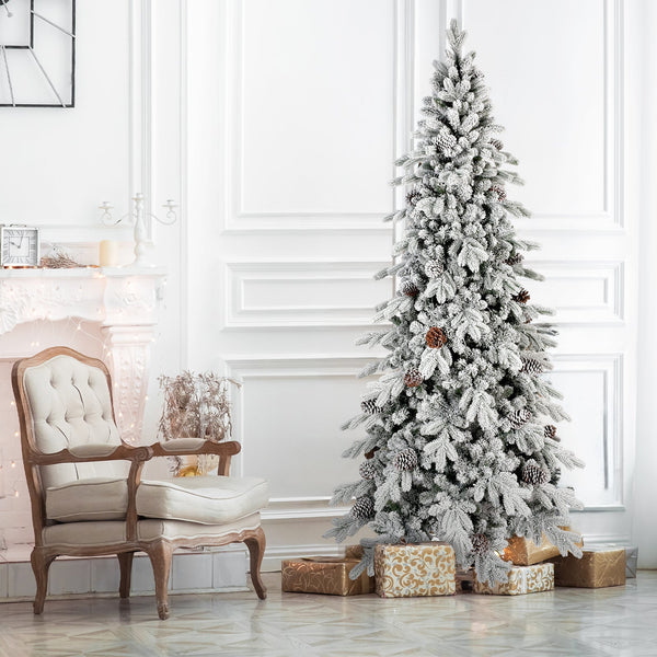 9 Ft Flocked PE/PVC Christmas Tree with 52, photo 2 of 9