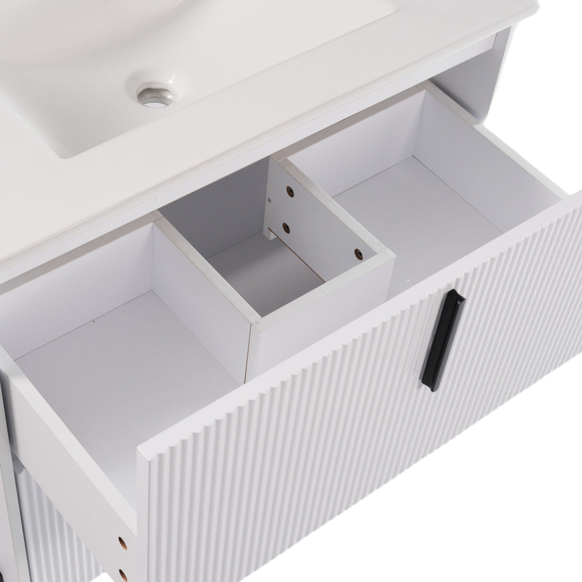 Bathroom Vanity With Ceramic Sink, Fluted Design, photo 18 of 40