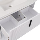 Bathroom Vanity With Ceramic Sink, Fluted Design by HouseOfZazla