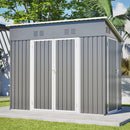 4x8 Slope-Roof Reinforced Storage Shed with Weatherproof Sloping Roof & 4 Air Vents, Heavy-Duty Sturdy Metal Frame, Left/Right Optional Door, Outdoor Tool Shed Warehouse for Garden Storage Pet House by Montret