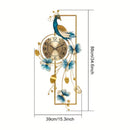 34.6-Inch Elegant Peacock Butterfly Metal Wall Clock Home Decor