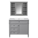 Bathroom Vanity With Mirror Cabinet, Single Sink With 2 Soft Closing Doors And 4 Drawers