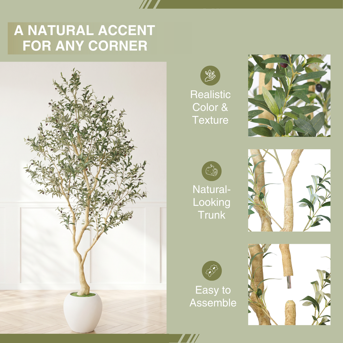 8.2FT Artificial Olive Tree With Big Decorative, photo 5 of 8
