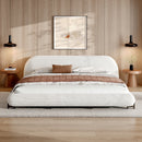 California King Size Bed Frame with Boucle Fabric and Thick Headboard by HouseOfZazla
