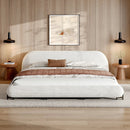 King Size Bed Frame with Boucle Fabric and Thick Headboard by HouseOfZazla