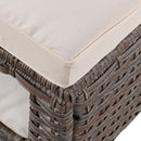 5 Pieces Outdoor Patio Furniture Set with Pet House Cool Bar and Retractable Side Tray, Rattan Wicker Patio Swivel Rocking Chairs Set of 2 with Ottomans for Backyard, Porch, Balcony, Beige