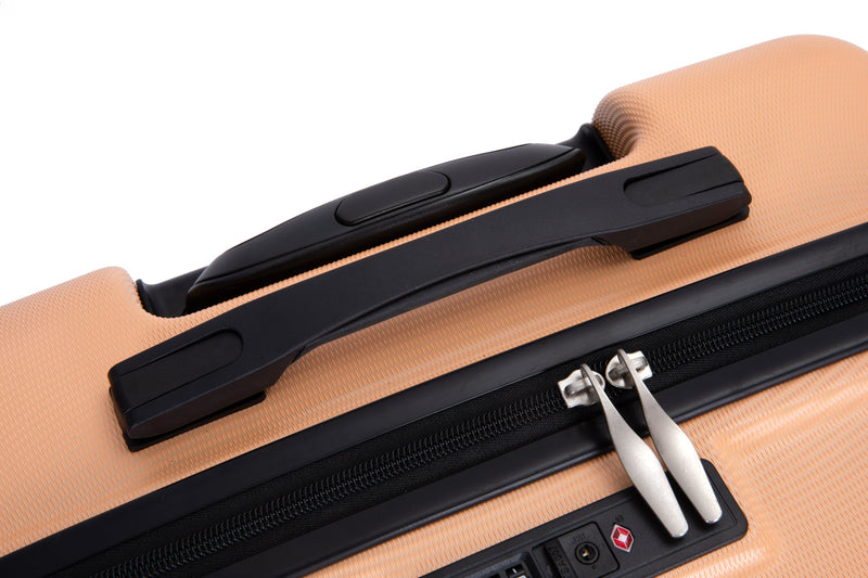 3 Piece Luggage Sets PC Lightweight & Durable Expandable Suitcase with Two Hooks, Spinner Wheels, TSA Lock, (21/25/29) Peach