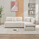 91.73" L-shaped Sofa Sectional Sofa Couch with 2 Stools and 2 Lumbar Pillows for Living Room, Biege