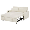 57.48" Pull-out Sofa Bed Convertible Couch 2 Seat Loveseat Sofa Modern Sleeper Sofa with Two Throw Pillows and USB Ports for Living Room, Beige