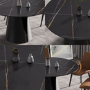 Modern Artificial Stone Round Carbon Steel Base Dining Table, Can Accommodate 6 People - Black by Unique Piece Furniture