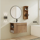 Modern Wall Mounted Bathroom Vanity With Sink And Storage Rack Soft Close Doors Plywood - Imitative Oak by Unique Piece Furniture