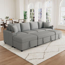Sectional Sofa Convertible Pull-Out Bed With Storage Ottoman & USB Ports by Unique Piece Furniture