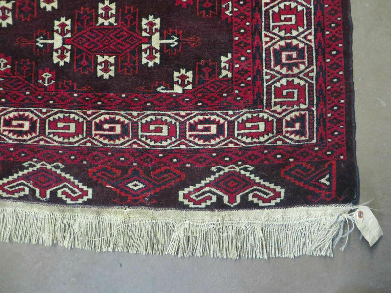 7' X 10' Antique Handmade Yamud Turkoman Wool Rug Excellent