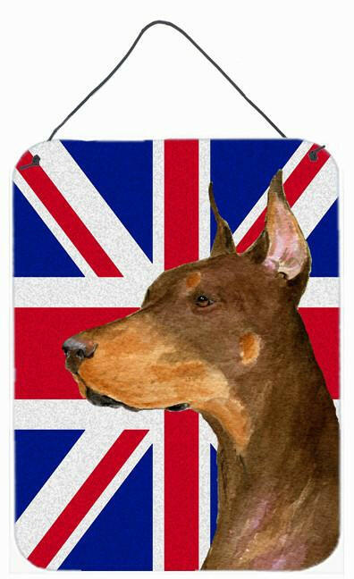 Doberman with English Union Jack British Flag Wall or Door Hanging Prints SS4910DS1216