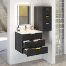 Wall Mounted Floating Cabinet With Side Cabinet Combo, Rectangular Ceramic Sink Vanity by Unique Piece Furniture