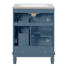 Bathroom Vanity With Ceramic Sink, Compact Cabinet With 2 Drawers And Adjustable Shelf - Blue by HouseOfZazla