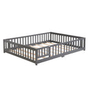 Solid Wood Floor Bed With Door And Fence For Children by HouseOfZazla