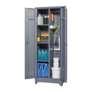 Heavy Duty Storage Cabinet With Locking Doors, Hanging Rod & Shelves, Broom Closet - Gray by HouseOfZazla