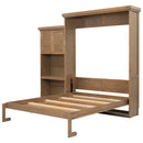 Queen Size Murphy Bed With Louvered Design And Multiple Storage Shelves - Wood by HouseOfZazla