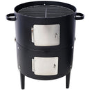 Heavy Duty Round Bbq Grill 17" Steel Charcoal Smoker For Outdoor Cooking - Black by HouseOfZazla