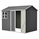 8'x6' Large Steel Storage Shed with Window, Lockable Doors & Sloped Roof, Heavy Duty Outdoor Tool Shed for Garden, Patio, Backyard, Lawn - Dark Gray by Montret