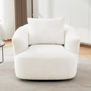 360° Swivel Barrel Sofa Chair with Throw Pillow, Chenille Upholstered Accent Chair, Beige, 38.2'