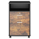 2 Drawer Mobile File Cabinet With Lock, Rolling Printer Stand For Letter Size Files - Black / Brown by HouseOfZazla