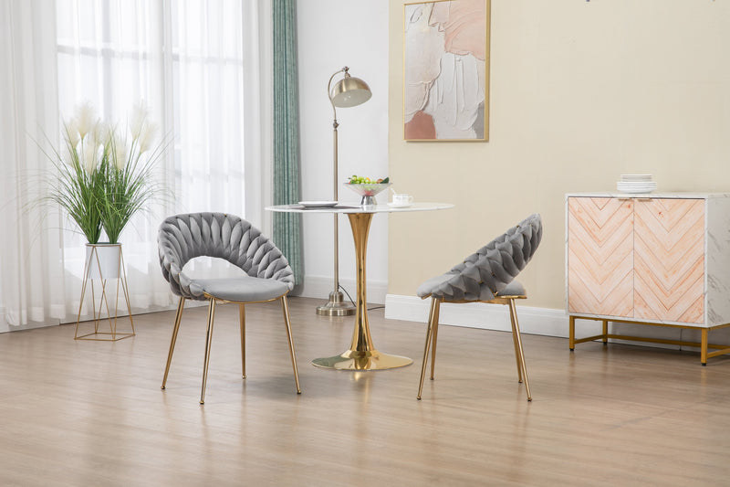 Accent Chairs Set of 2, Velvet Side Chairs with Gold Legs, Mid-Century Upholstered Dining Chairs for Living Room, Kitchen, Bedroom, Beauty Room