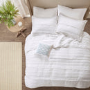 4 Piece Reversible Ruffle Quilt Set with Throw Pillow White King/Cal King