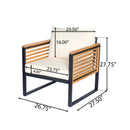 Outdoor 5-piece Acacia Wood and Metal Patio Sofa Set