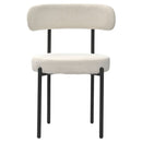 White Boucle Dining Chairs Set of 2,Mid-Century Modern Curved Backrest Chair,Round Upholstered Kitchen Chairs