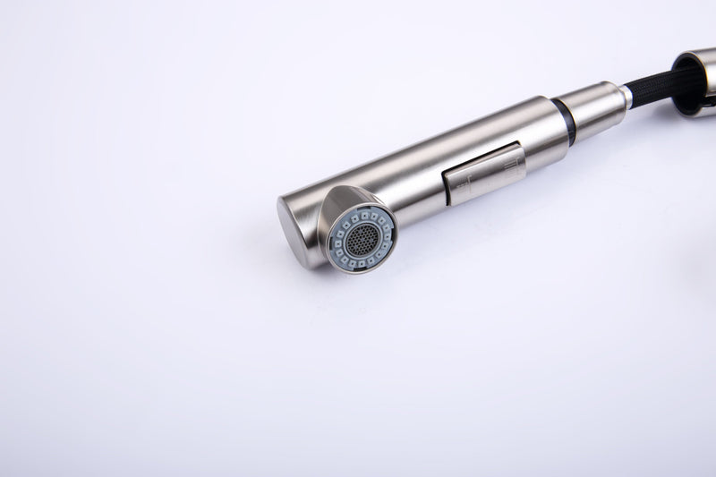 2 Handle Bathroom Sink Faucet 3 Hole with Pull Out Sprayer, Centerset Bathroom Faucets, 4 Inch Centerset Bathroom Faucet with Retractable Hose, Hot and Cold Water Mixing Faucet